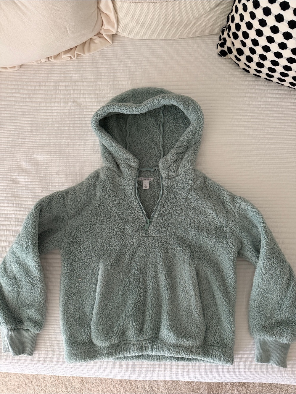 Nordstrom Kids Hooded Sherpa Pullover Jacket - Sage